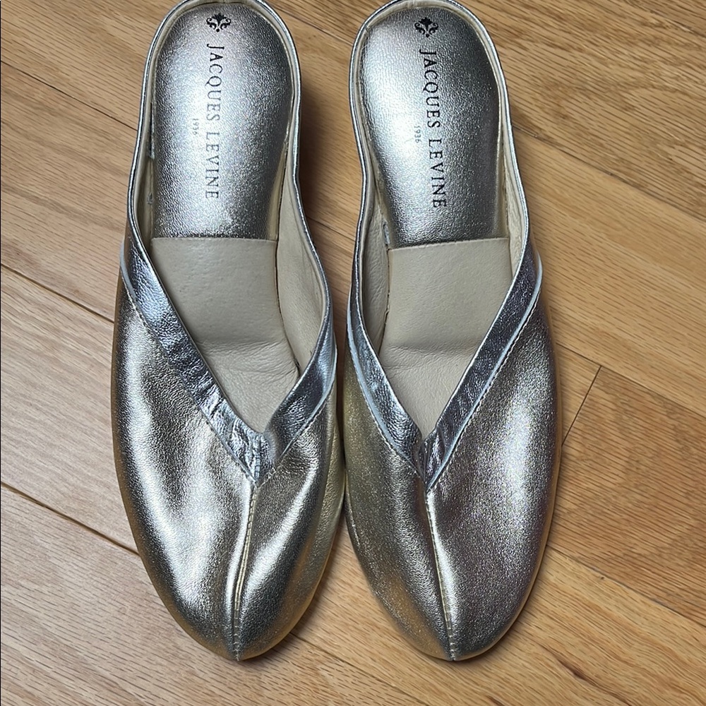 Gold & Silver Metallic Mules with Pointed Toe